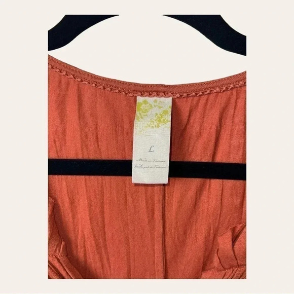0199W. ANTHROPOLOGIE ORANGE TOP WITH PLEATS IN THE MIDDLE OF TOP SIZE LARGE - Picture 5 of 9